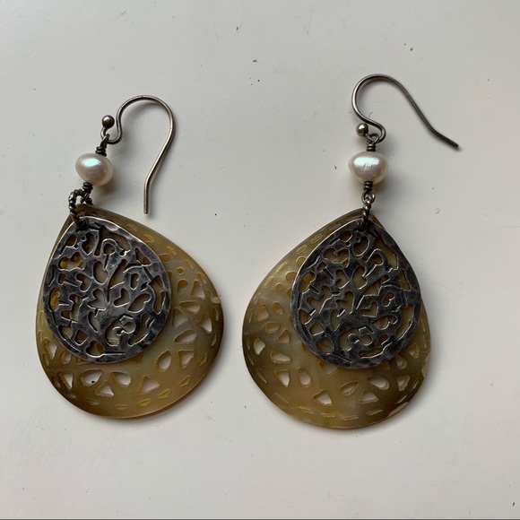 Silpada Carved Mother of Pearl Earrings - Picture 2 of 3